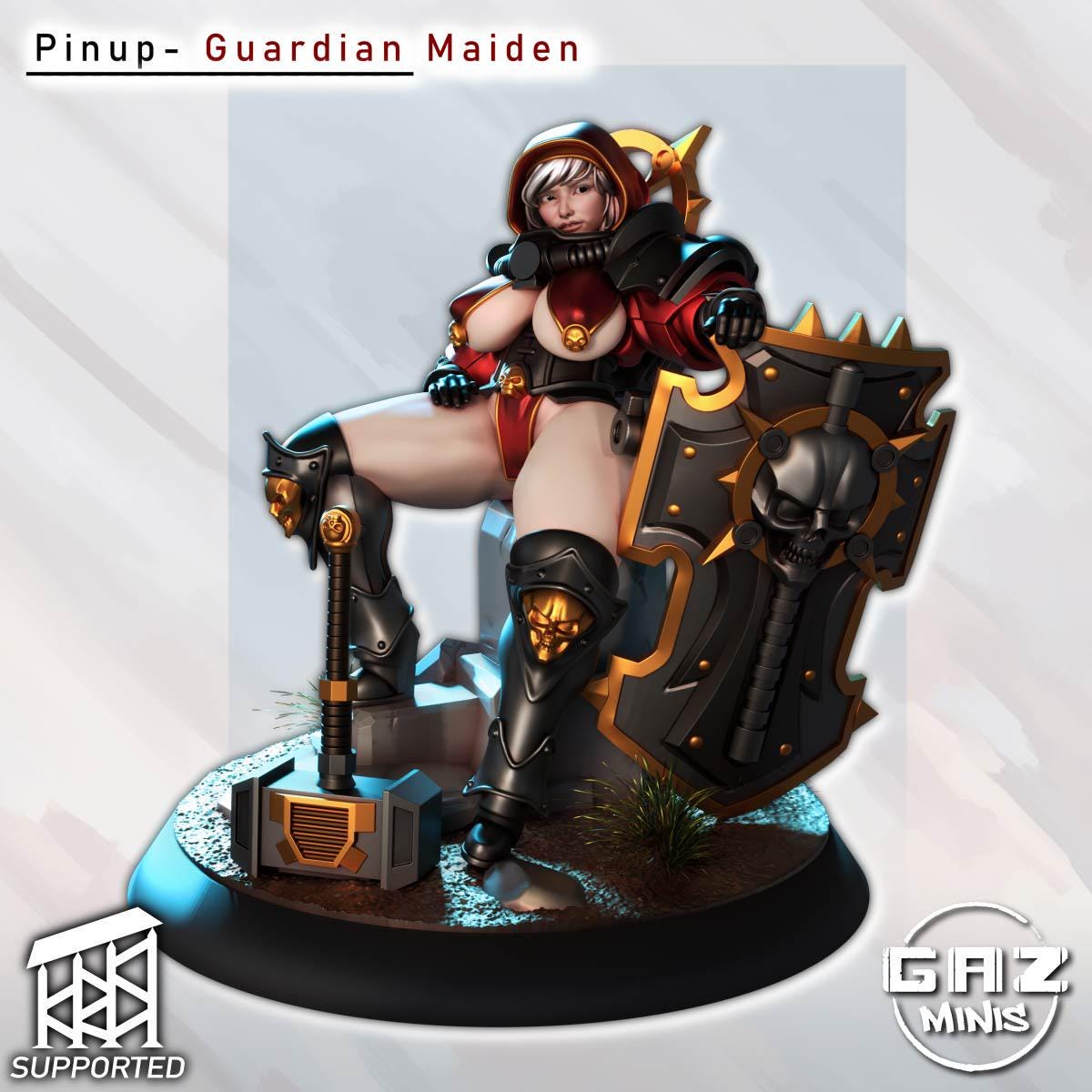 Gaz Minis Pinup Guardian Maiden – Warhammer 40k Compatible Miniature, DakkaDakka – 16K resin miniature – photo 3 of 5