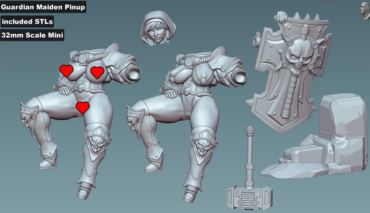 Gaz Minis Pinup Guardian Maiden – Warhammer 40k Compatible Miniature, DakkaDakka – 16K resin miniature – photo 5 of 5