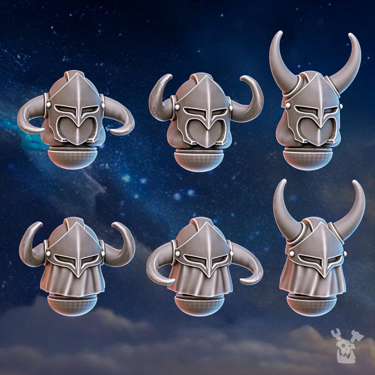 Stormpride Horned Helmets Set – Space Wolves Compatible Bits, DakkaDakka – 3D printed 16K resin bits – photo 4 of 5