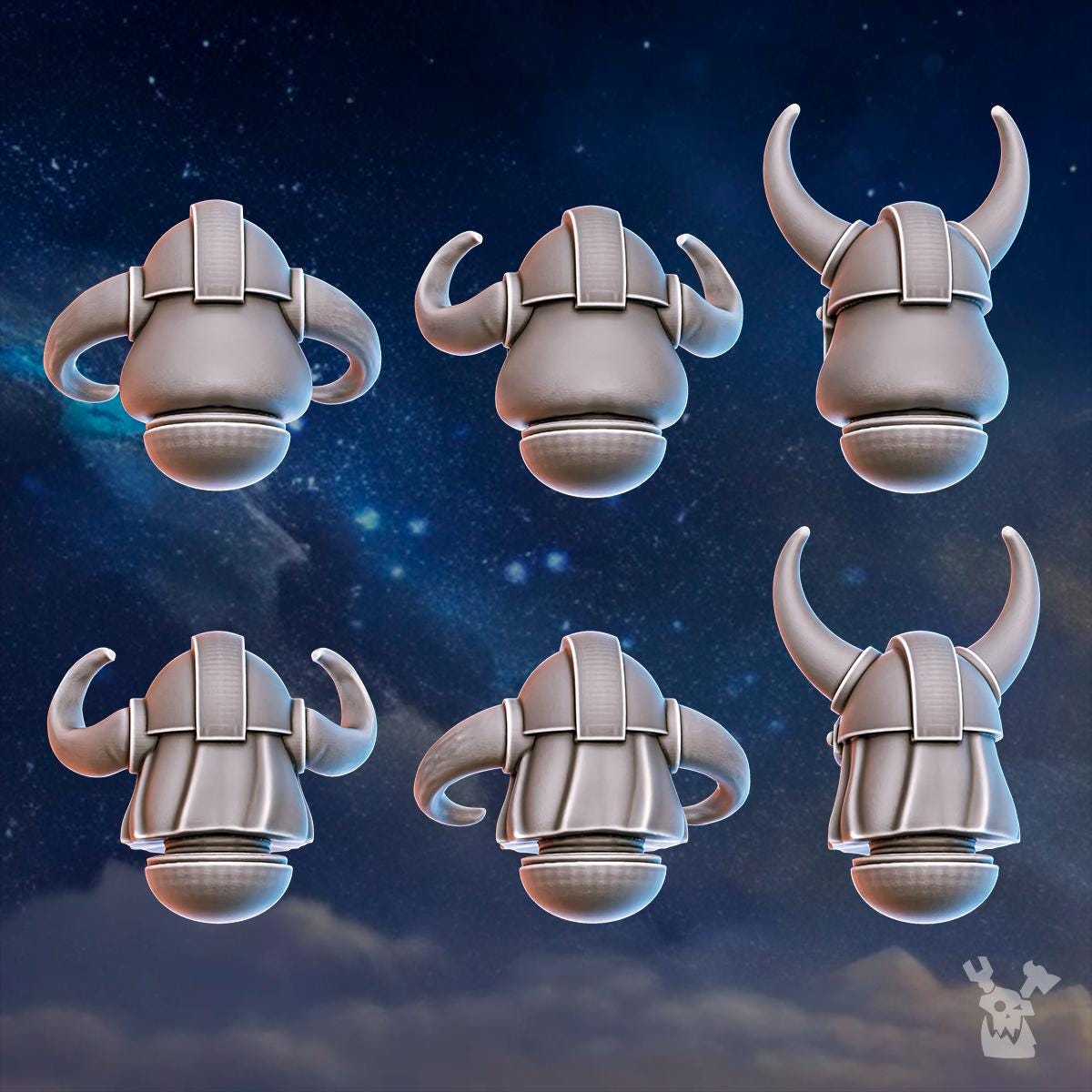 Stormpride Horned Helmets Set – Space Wolves Compatible Bits, DakkaDakka – 3D printed 16K resin bits – photo 5 of 5