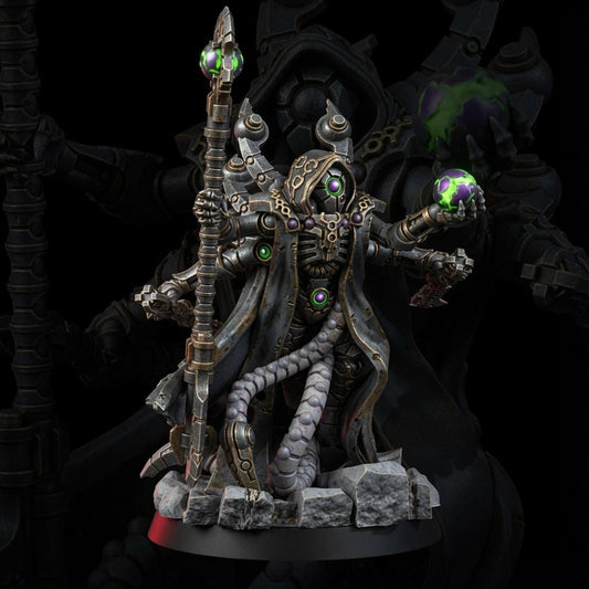 Necrocyborg Awaken God – Necrons Proxy, Wargame Exclusive – 3D printed 16K resin miniature – main photo