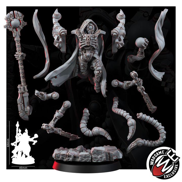 Necrocyborg Awaken God – Necrons Proxy, Wargame Exclusive – 3D printed 16K resin miniature – photo 4 of 5