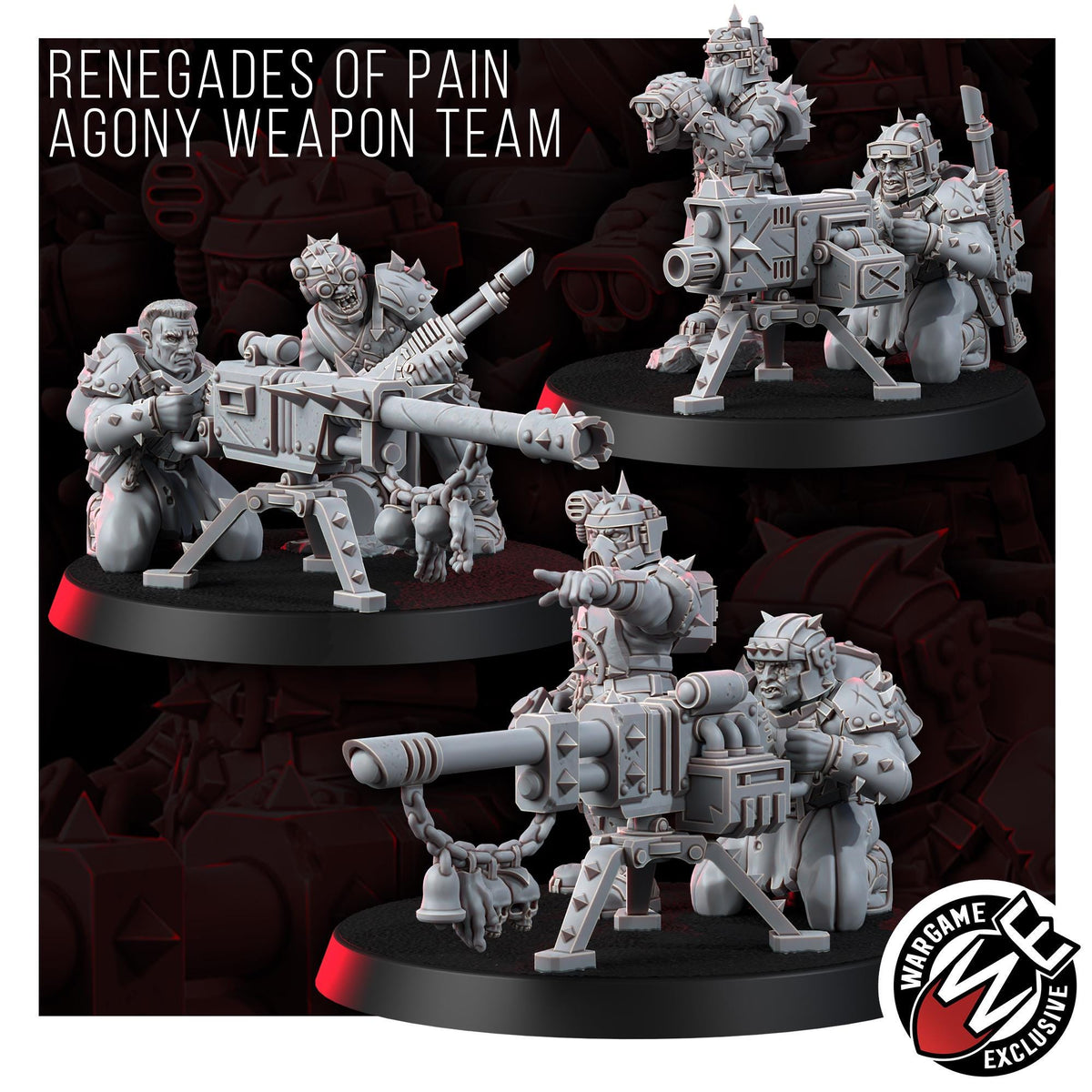 Chaos Renegades Of Pain Agony Weapon Team – Chaos Proxy, Wargame Exclusive – 3D printed 16K resin miniature – photo 3 of 9