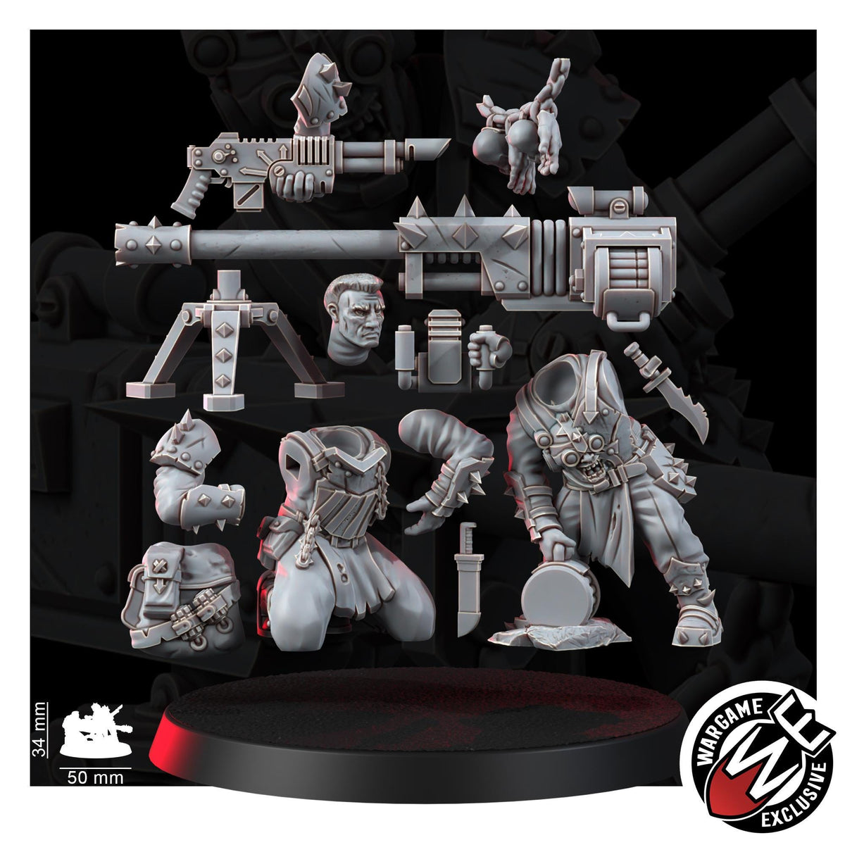 Chaos Renegades Of Pain Agony Weapon Team – Chaos Proxy, Wargame Exclusive – 3D printed 16K resin miniature – photo 7 of 9
