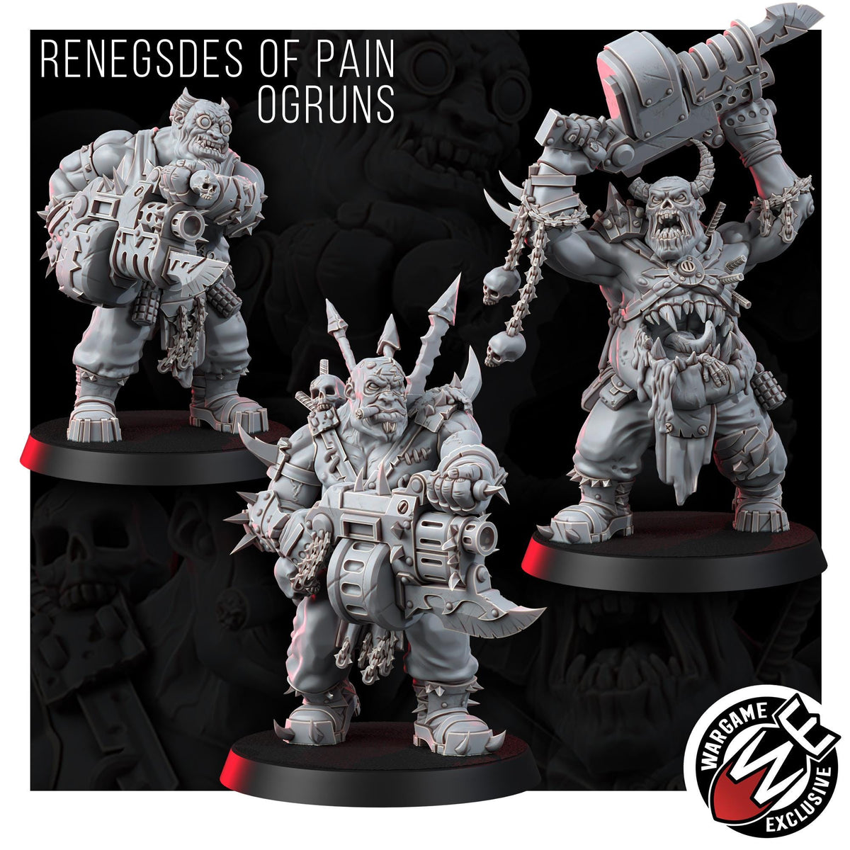 Chaos Renegades Of Pain Ogruns – Chaos Proxy, Wargame Exclusive – 3D printed 16K resin miniature – photo 3 of 9