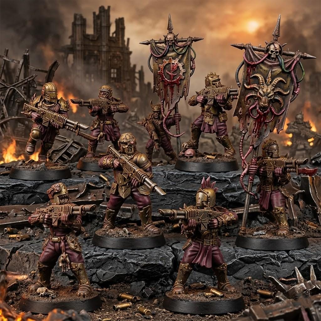 Chaos Renegades Of Pain Regiment Advancing – Chaos Proxy, Wargame Exclusive – 3D printed 16K resin miniature – main photo