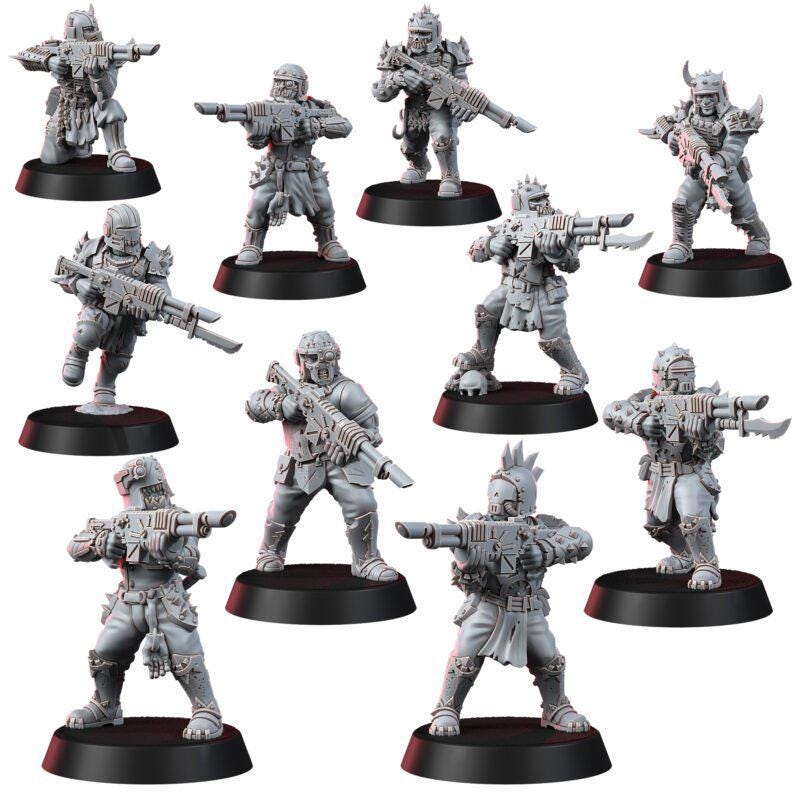 Chaos Renegades Of Pain Regiment Advancing – Chaos Proxy, Wargame Exclusive – 3D printed 16K resin miniature – photo 2 of 20