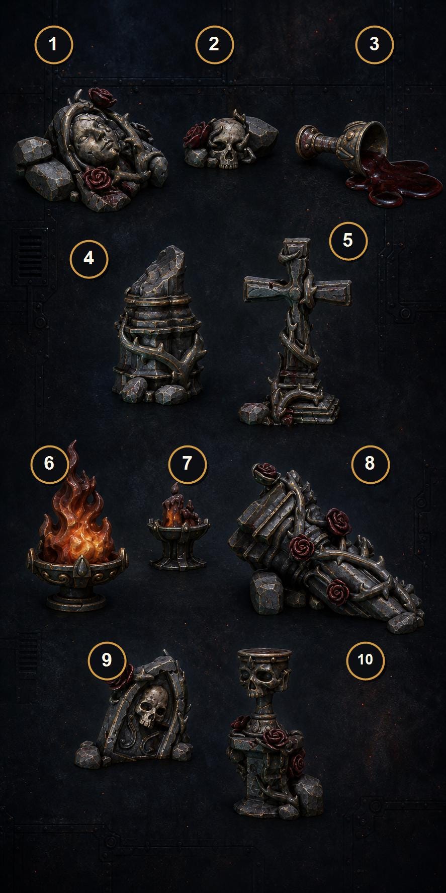 Crimson Lords Basing – Blood Angels Compatible Bits, GreyTide Studio – 3D printed 16K resin bits – main photo