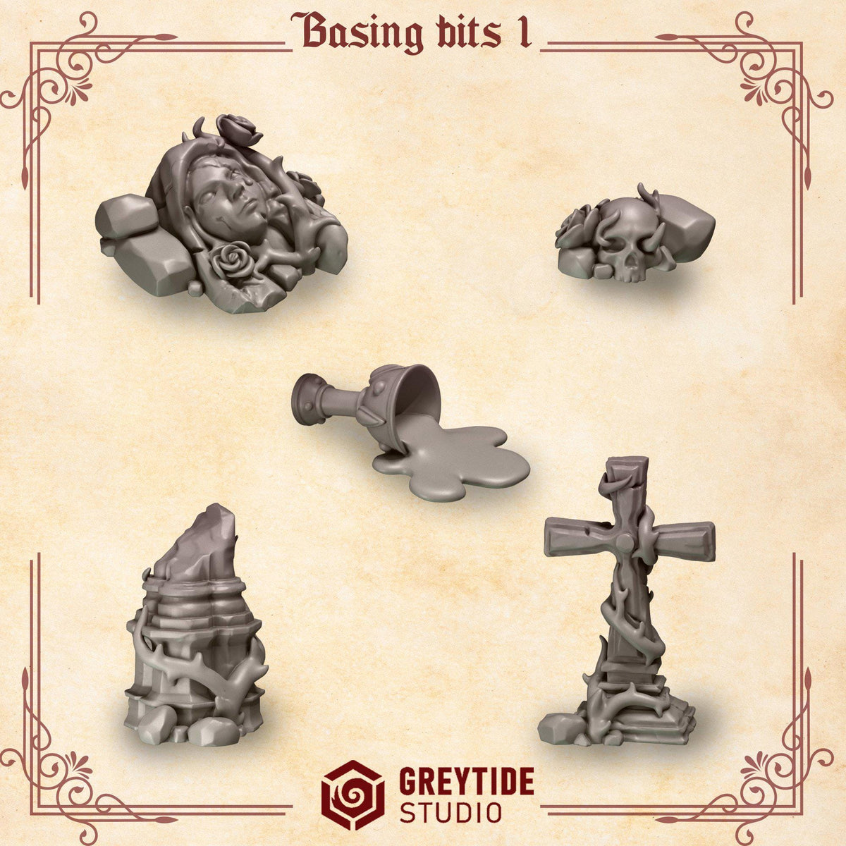 Crimson Lords Basing – Blood Angels Compatible Bits, GreyTide Studio – 3D printed 16K resin bits – photo 2 of 4