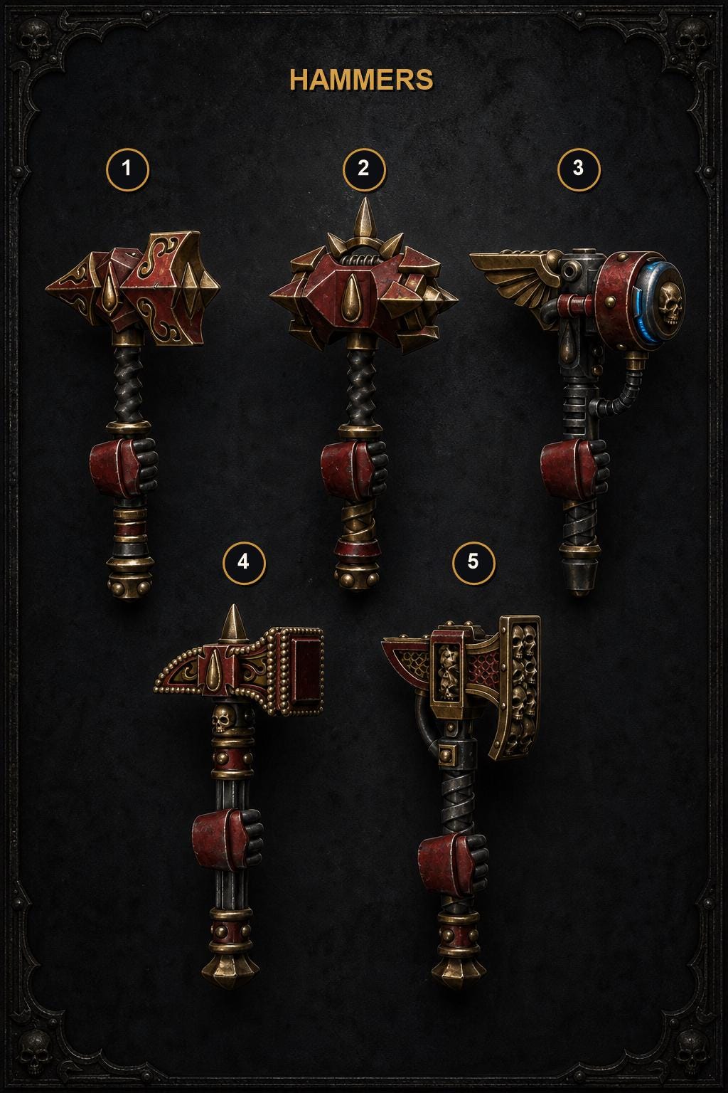 Crimson Lords Power hammers – Blood Angels Compatible Bits, GreyTide Studio – 3D printed 16K resin bits – main photo
