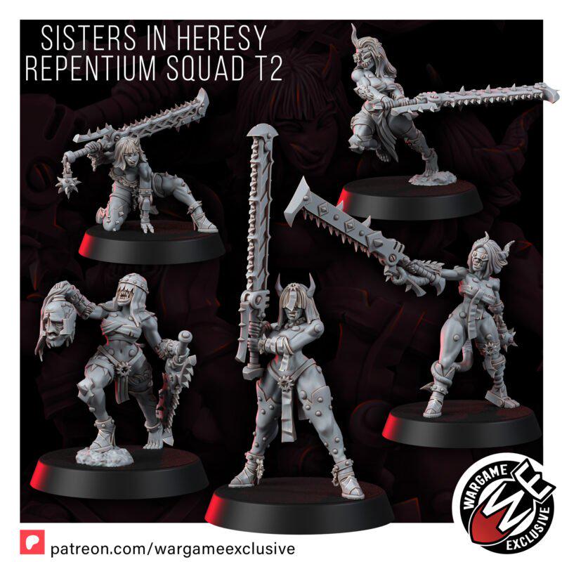Sisters In Heresy Repentium Squad T2 – Adepta Sororitas Proxy, Wargame Exclusive – 16K resin miniature – photo 10 of 10