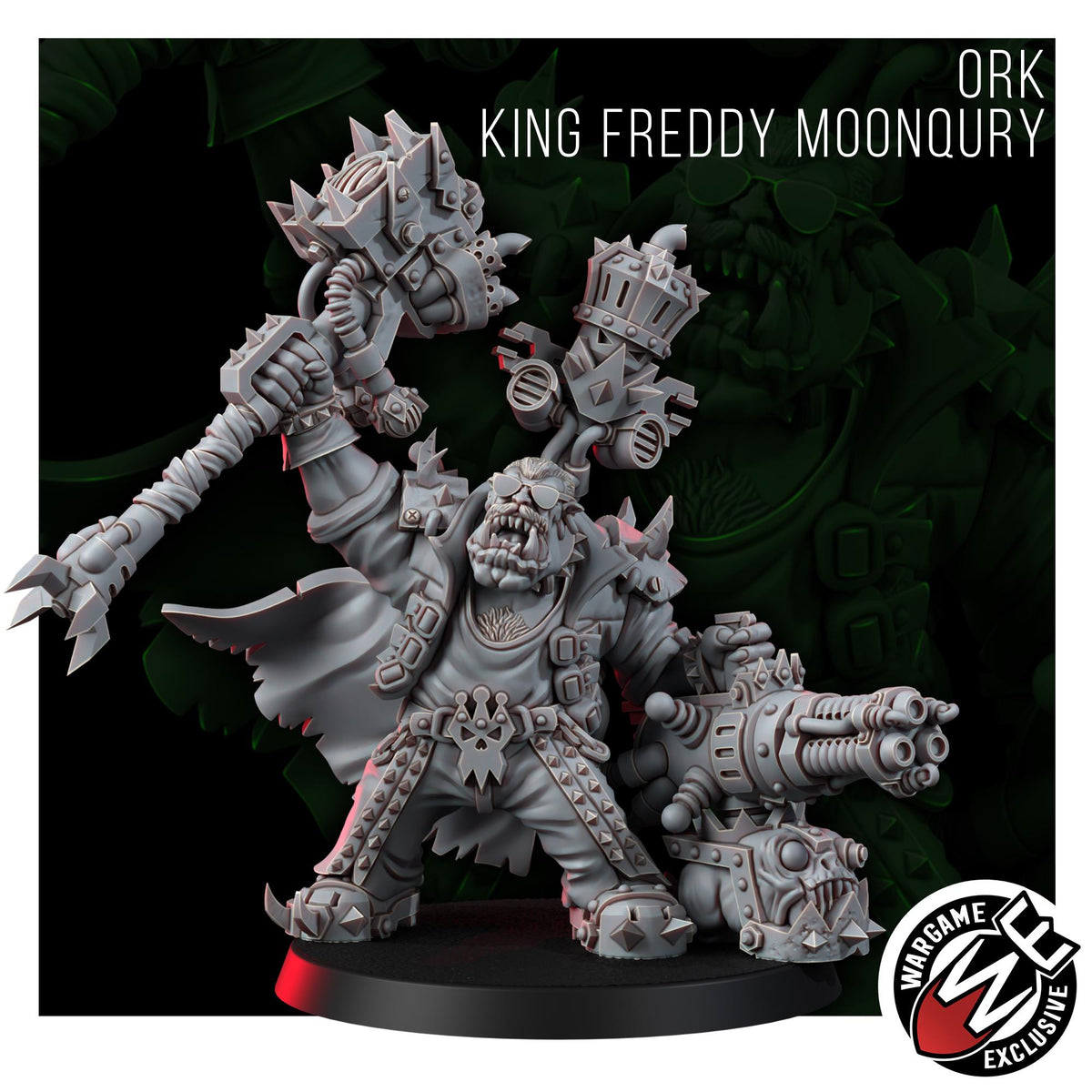Ork King Freddy Moonqury – Ork Proxy, Wargame Exclusive – 3D printed 16K resin miniature – photo 7 of 7