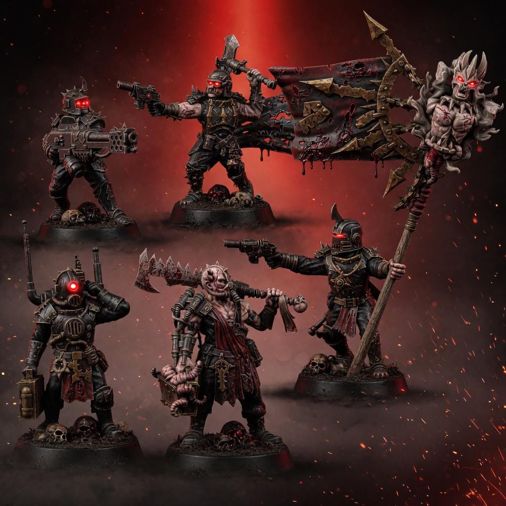Chaos Renegades Of Pain Command Squad – Chaos Proxy, Wargame Exclusive – 3D printed 16K resin miniature – main photo