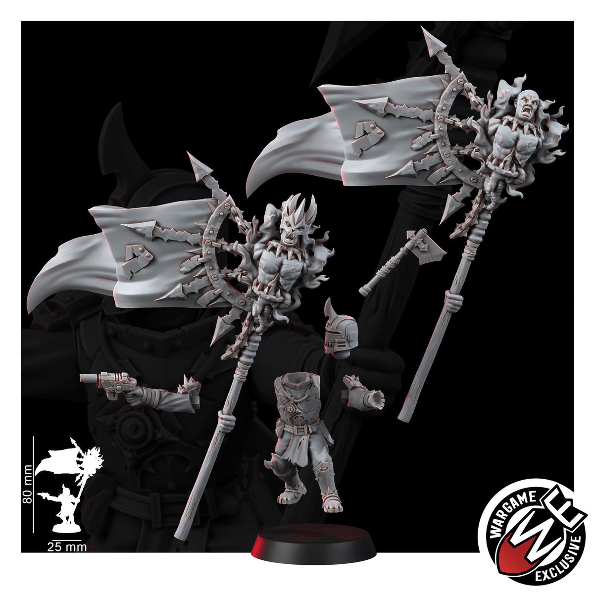 Chaos Renegades Of Pain Command Squad – Chaos Proxy, Wargame Exclusive – 3D printed 16K resin miniature – photo 5 of 10