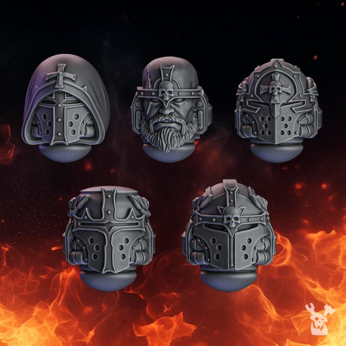 Pactum Aeternum Crusader Heads – Black Templars Compatible Bits, DakkaDakka – 3D printed 16K resin bits – photo 2 of 2
