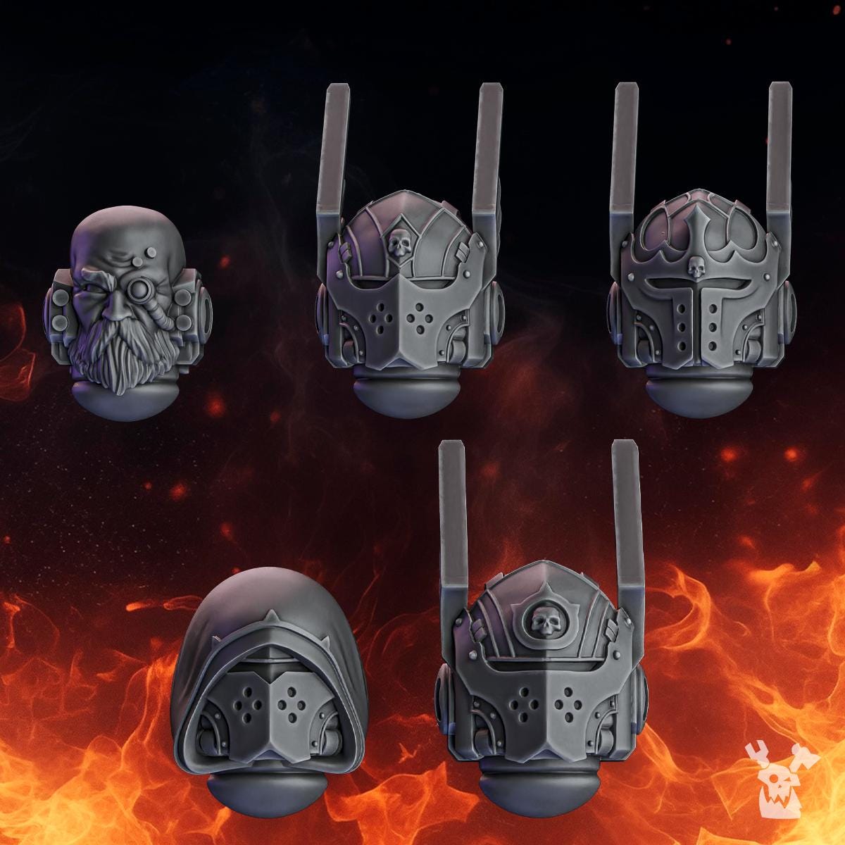 Pactum Aeternum Knight Heads – Black Templars Compatible Bits, DakkaDakka – 3D printed 16K resin bits – photo 2 of 2