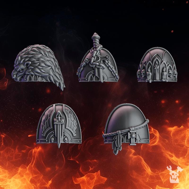 Pactum Aeternum Knight Shoulders – Black Templars Compatible Bits, DakkaDakka – 3D printed 16K resin bits – photo 2 of 2