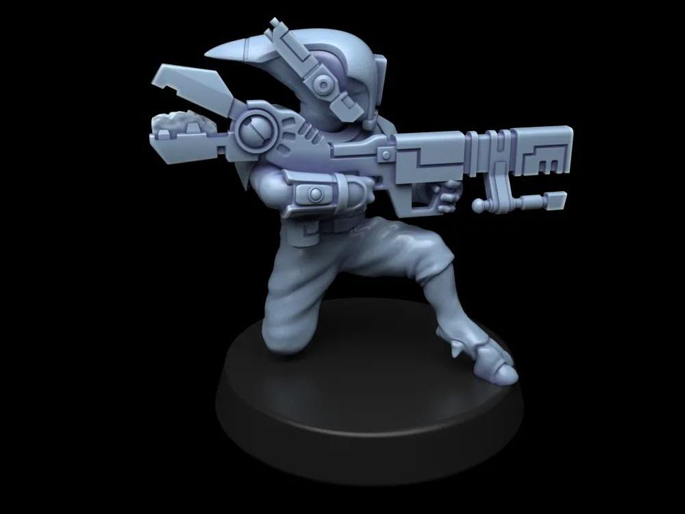 Greater Good Stealth Suits Scouts – T'au Empire Proxy, Wargame Exclusive – 3D printed 16K resin miniature – photo 5 of 6