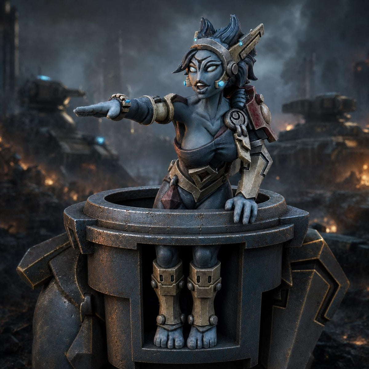 Greater Good Tank Commander – T'au Empire Proxy, Wargame Exclusive – 3D printed 16K resin miniature – main photo
