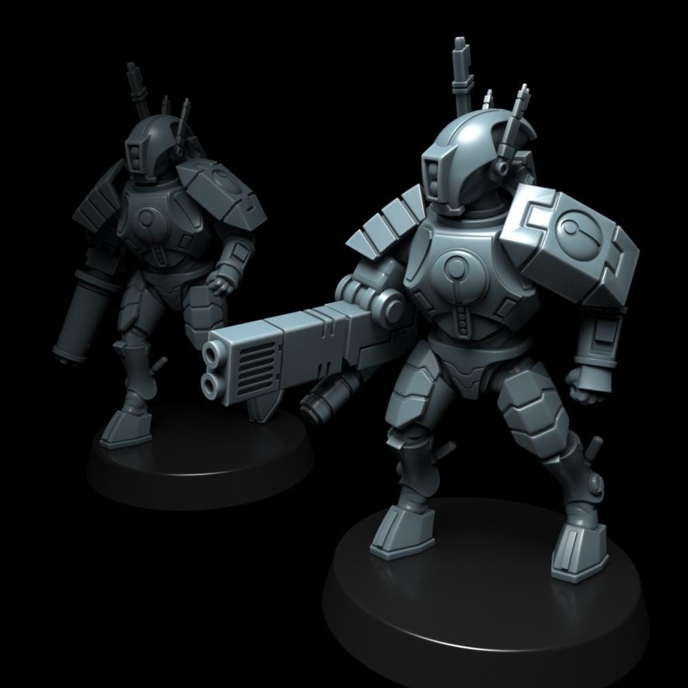 Greater Good EX15 Stealth Suits – T'au Empire Proxy, Wargame Exclusive – 3D printed 16K resin miniature – photo 5 of 6