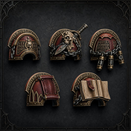 Pactum Aeternum Warden Shoulders – Black Templars Compatible Bits, DakkaDakka – 3D printed 16K resin bits – main photo
