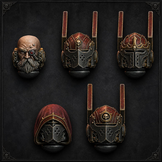 Pactum Aeternum Knight Heads – Black Templars Compatible Bits, DakkaDakka – 3D printed 16K resin bits – main photo
