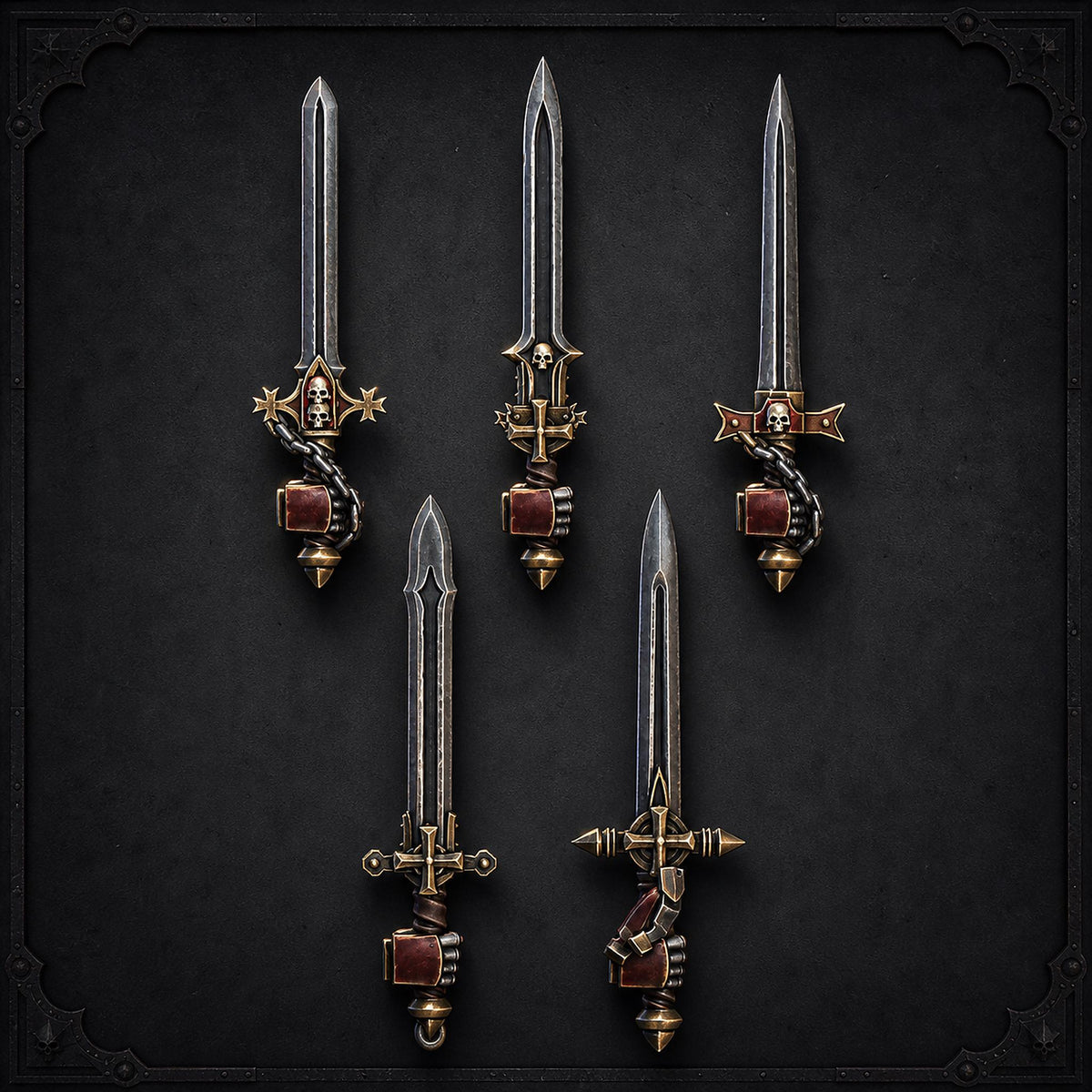 Pactum Aeternum Crusader Swords – Black Templars Compatible Bits, DakkaDakka – 3D printed 16K resin bits – main photo