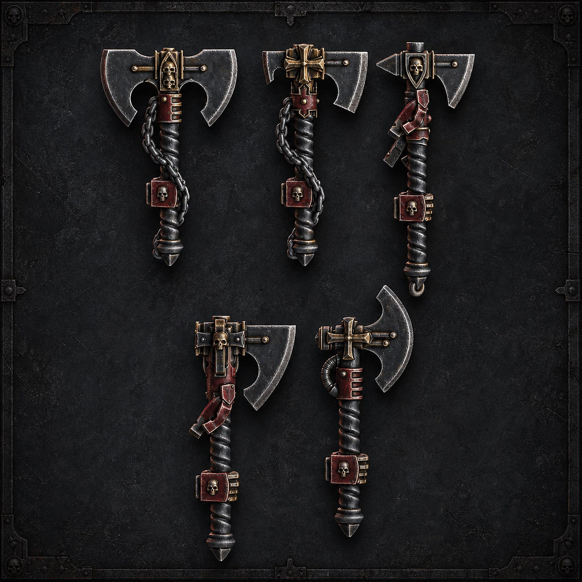 Pactum Aeternum Crusader Axes – Black Templars Compatible Bits, DakkaDakka – 3D printed 16K resin bits – main photo