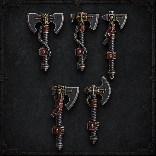 Pactum Aeternum Crusader Axes – Black Templars Compatible Bits, DakkaDakka – 3D printed 16K resin bits – main photo