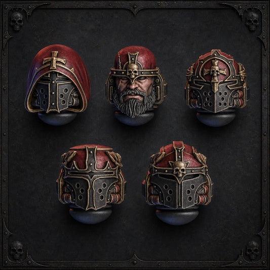 Pactum Aeternum Crusader Heads – Black Templars Compatible Bits, DakkaDakka – 3D printed 16K resin bits – main photo