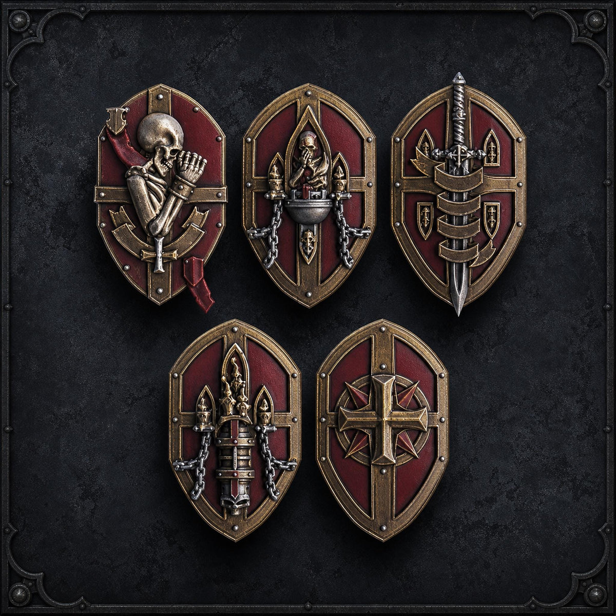 Pactum Aeternum Crusader Shields – Black Templars Compatible Bits, DakkaDakka – 3D printed 16K resin bits – main photo