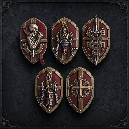 Pactum Aeternum Crusader Shields – Black Templars Compatible Bits, DakkaDakka – 3D printed 16K resin bits – main photo