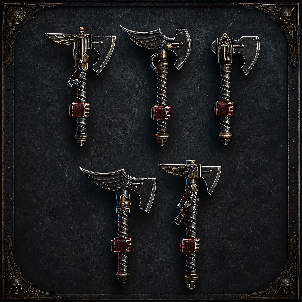Pactum Aeternum Knight Axes – Black Templars Compatible Bits, DakkaDakka – 3D printed 16K resin bits – main photo