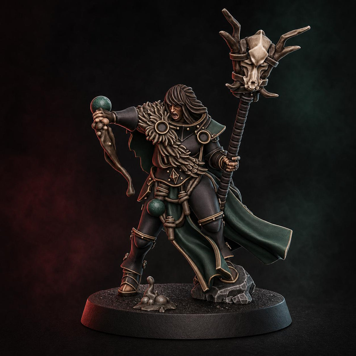 Blackhide Tribe Shaman – Warhammer 40k Compatible Miniature, DakkaDakka – 3D printed 16K resin miniature – main photo