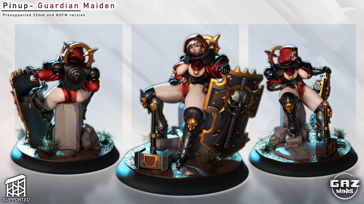 Gaz Minis Pinup Guardian Maiden – Warhammer 40k Compatible Miniature, DakkaDakka – 16K resin miniature – main photo