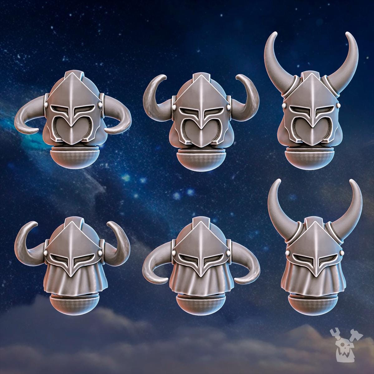 Stormpride Horned Helmets Set – Space Wolves Compatible Bits, DakkaDakka – 3D printed 16K resin bits – photo 3 of 5