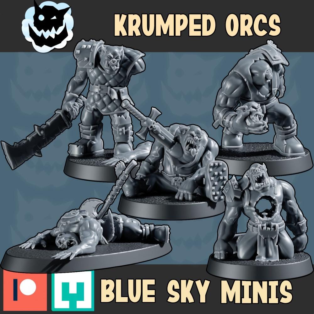 Krumped Orcs, Ork Casualties – Ork Proxy, Blue Sky Minis – 3D printed 16K resin miniature – photo 3 of 3