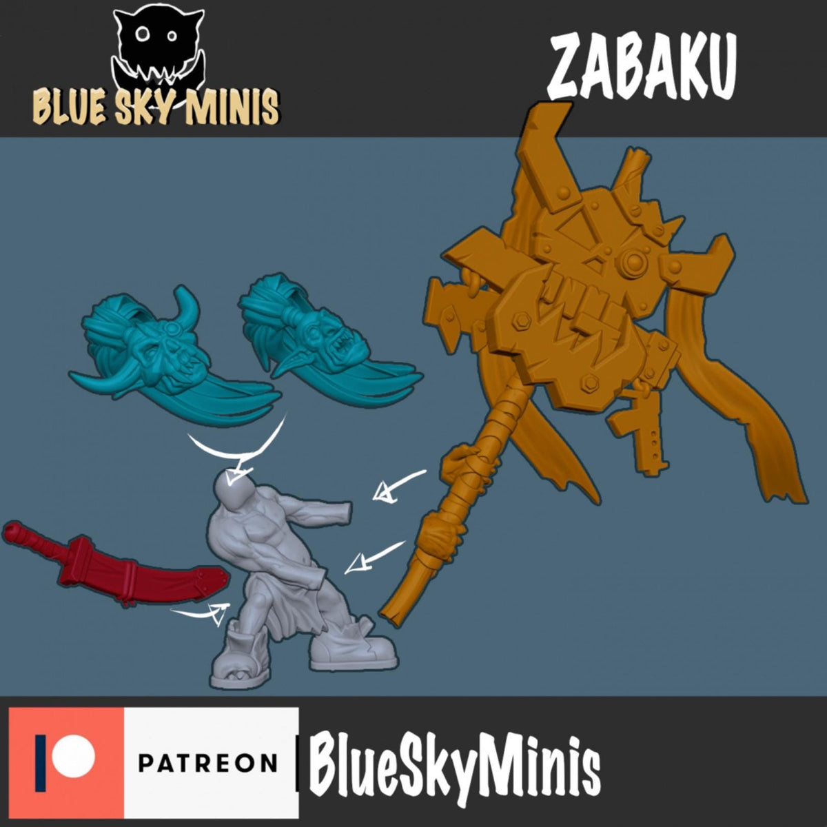 Zabaku Orc Character – Ork Proxy, Blue Sky Minis – 3D printed 16K resin miniature – photo 3 of 3