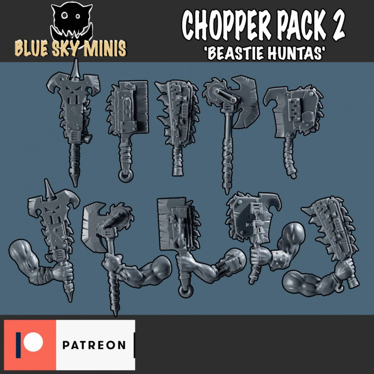 Chopper Pack 2 Orc Bits Kit – Ork Compatible Bits, Blue Sky Minis – 3D printed 16K resin bits – photo 2 of 2