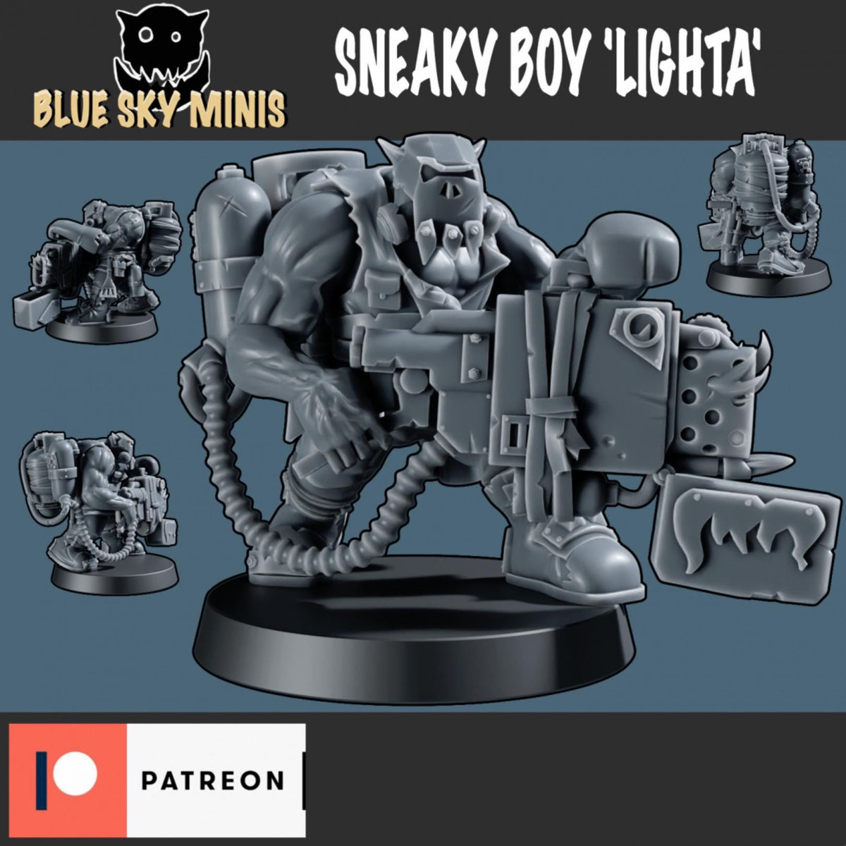 Sneaky Boy Lighta Orc Character – Ork Proxy, Blue Sky Minis – 3D printed 16K resin miniature – photo 2 of 3