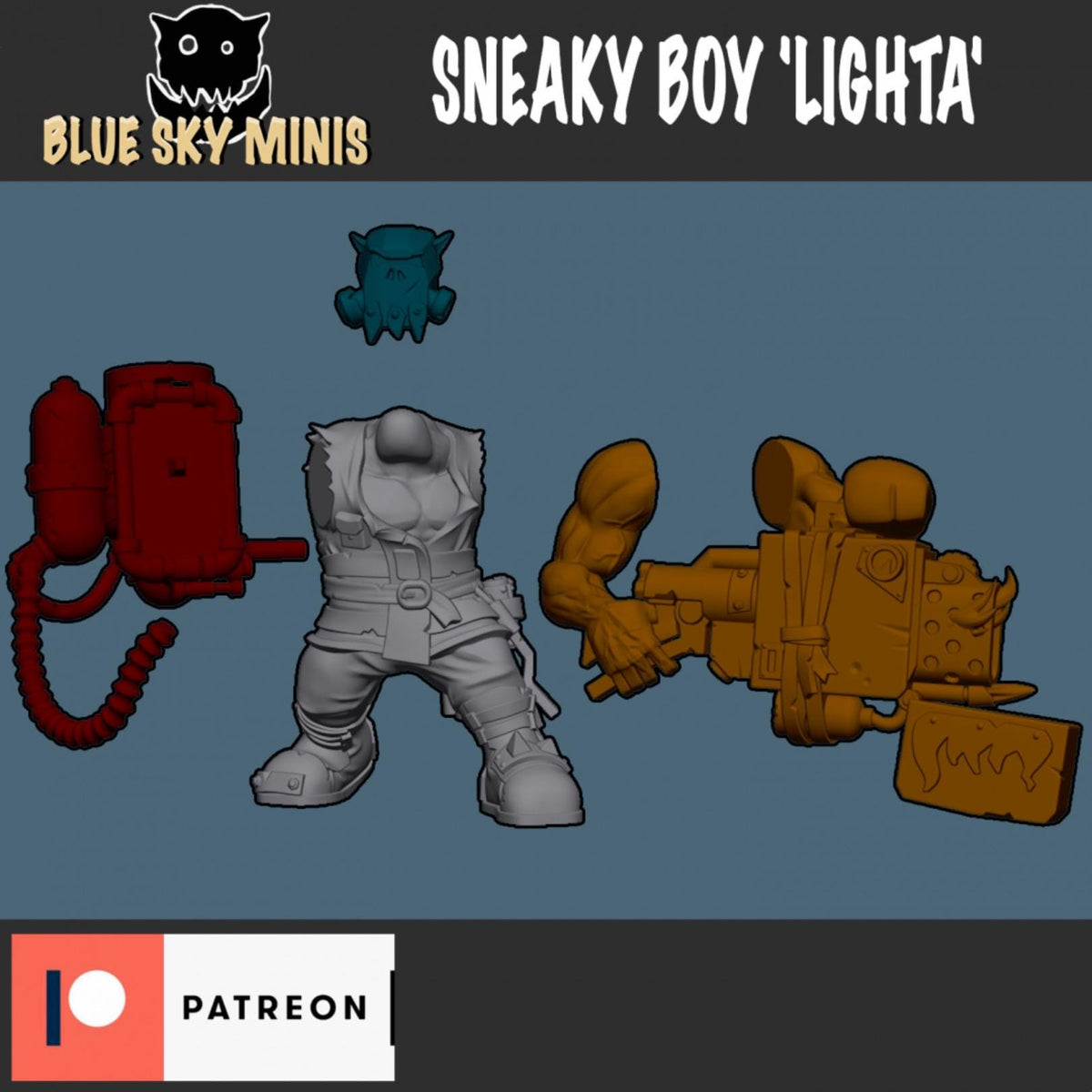 Sneaky Boy Lighta Orc Character – Ork Proxy, Blue Sky Minis – 3D printed 16K resin miniature – photo 3 of 3