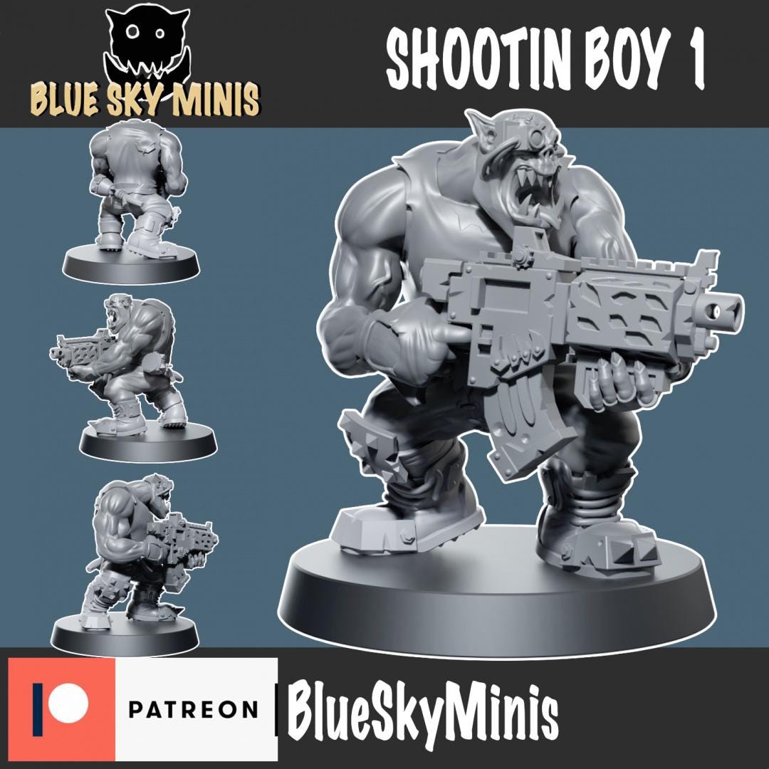 Shootin Boys Squad Orc Squad – Ork Proxy, Blue Sky Minis – 3D printed 16K resin miniature – photo 3 of 10
