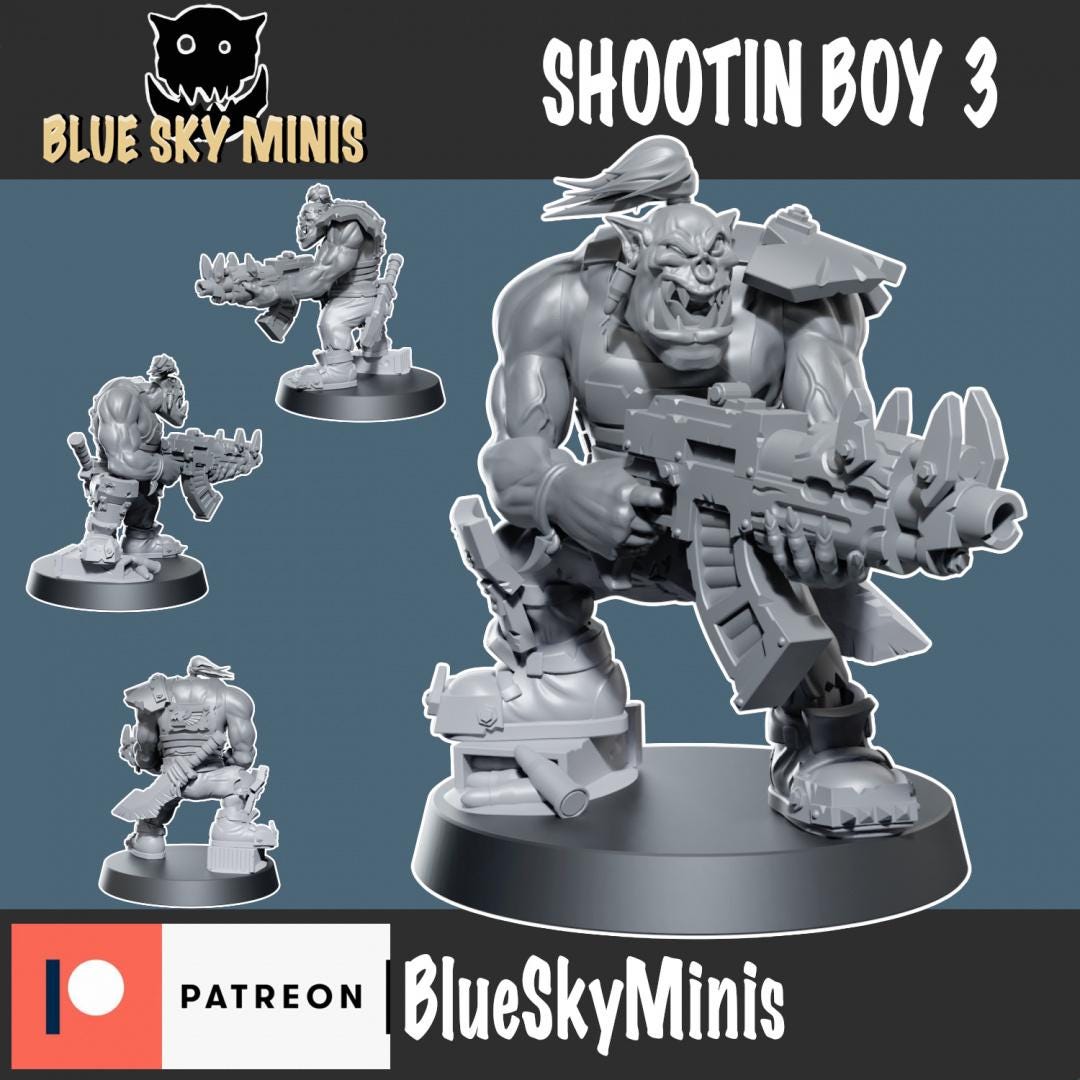 Shootin Boys Squad Orc Squad – Ork Proxy, Blue Sky Minis – 3D printed 16K resin miniature – photo 5 of 10