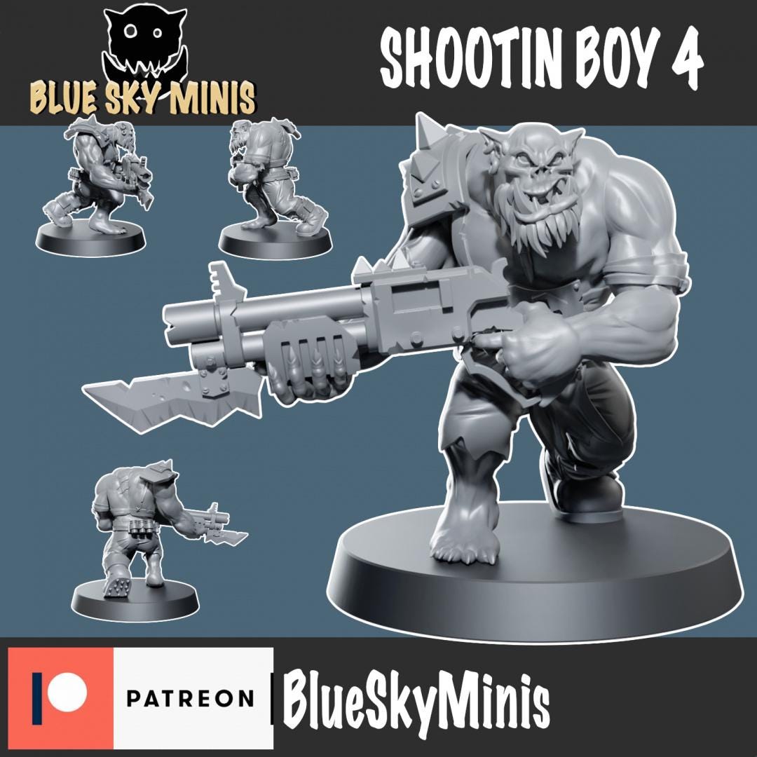 Shootin Boys Squad Orc Squad – Ork Proxy, Blue Sky Minis – 3D printed 16K resin miniature – photo 6 of 10