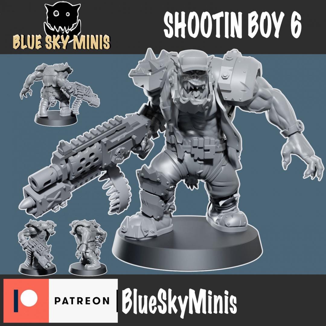 Shootin Boys Squad Orc Squad – Ork Proxy, Blue Sky Minis – 3D printed 16K resin miniature – photo 8 of 10