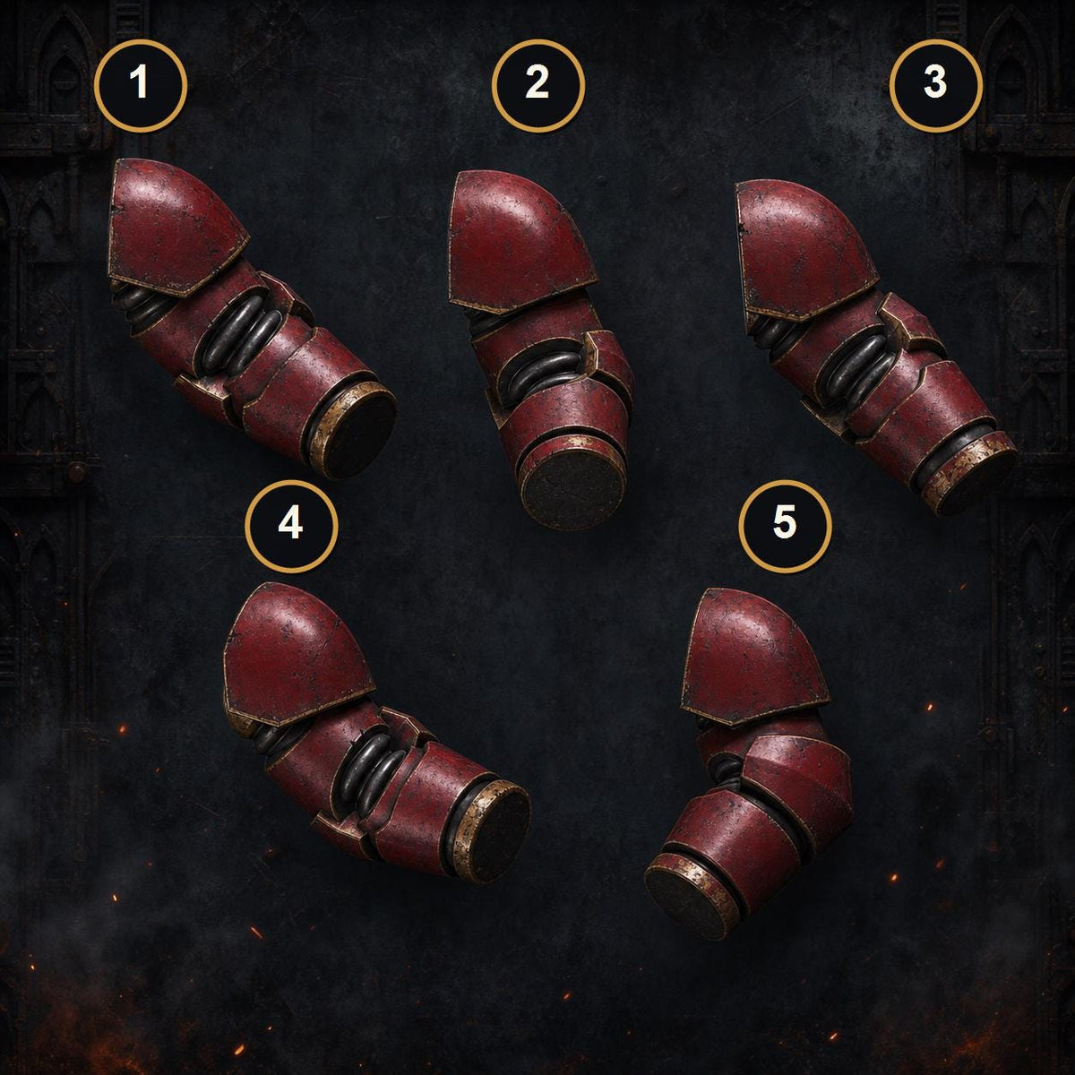 Crimson Lords Arms – Blood Angels Compatible Bits, GreyTide Studio – 3D printed 16K resin bits – main photo