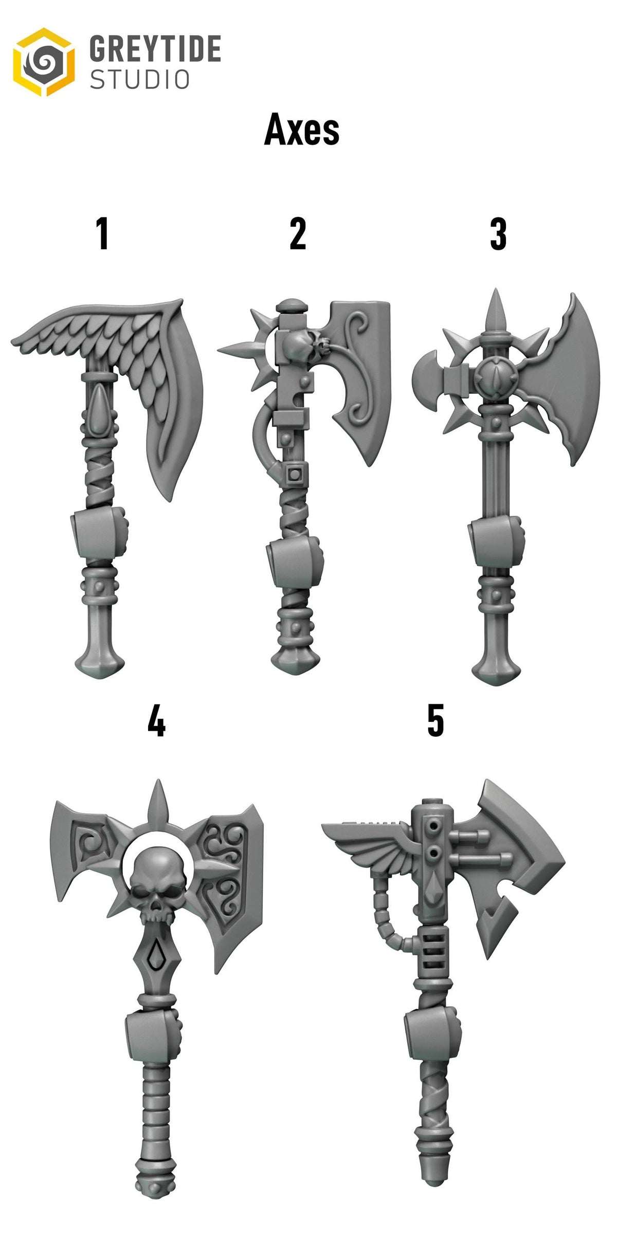 Crimson Lords Axes – Blood Angels Compatible Bits, GreyTide Studio – 3D printed 16K resin bits – photo 2 of 3