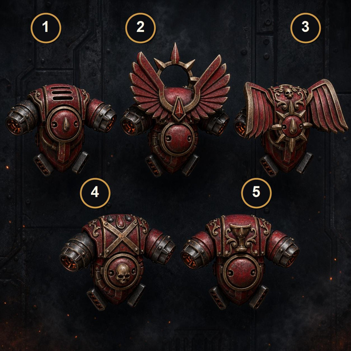 Crimson Lords Backpacks – Blood Angels Compatible Bits, GreyTide Studio – 3D printed 16K resin bits – main photo