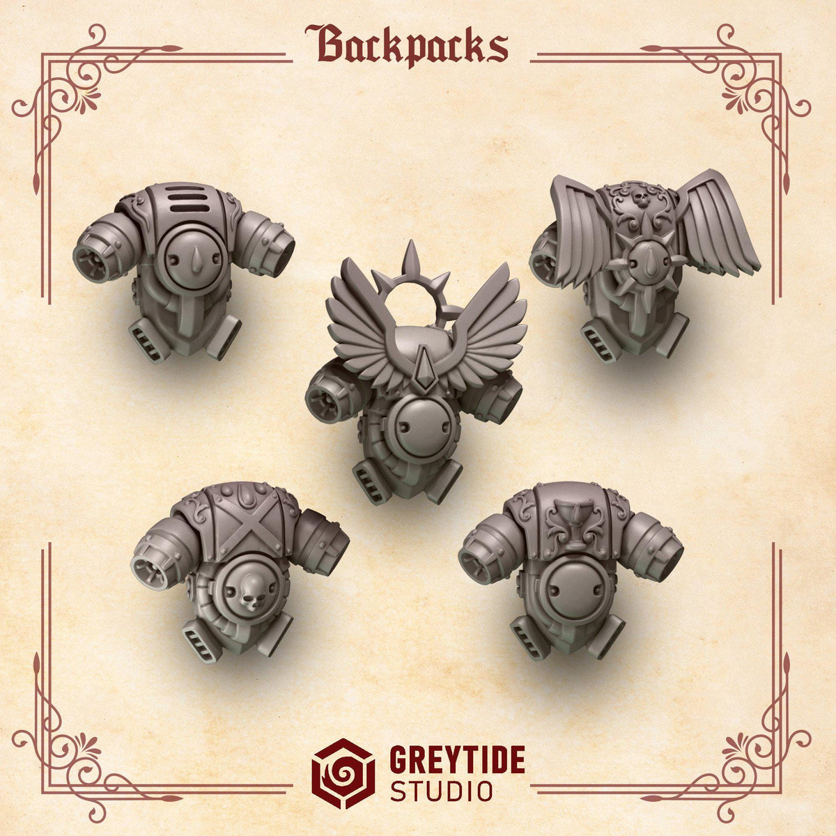Crimson Lords Backpacks – Blood Angels Compatible Bits, GreyTide Studio – 3D printed 16K resin bits – photo 3 of 3