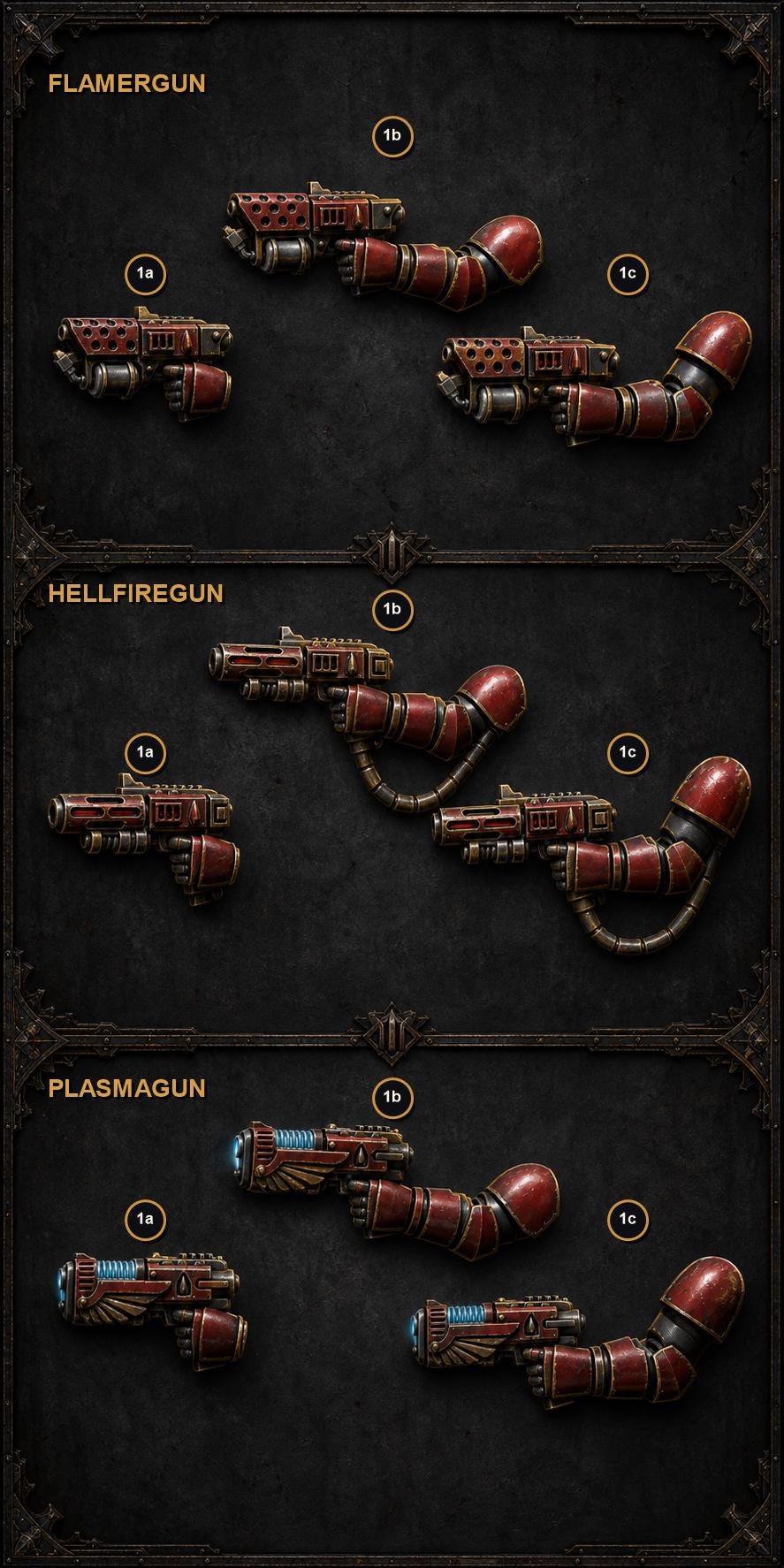 Crimson Lords Guns – Blood Angels Compatible Bits, GreyTide Studio – 3D printed 16K resin bits – main photo